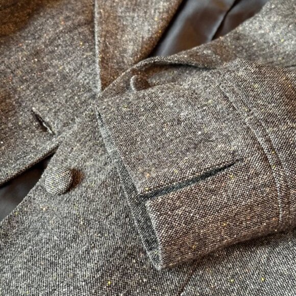 Gray three-quarter-sleeved tweed blazer - Picture 6 of 8